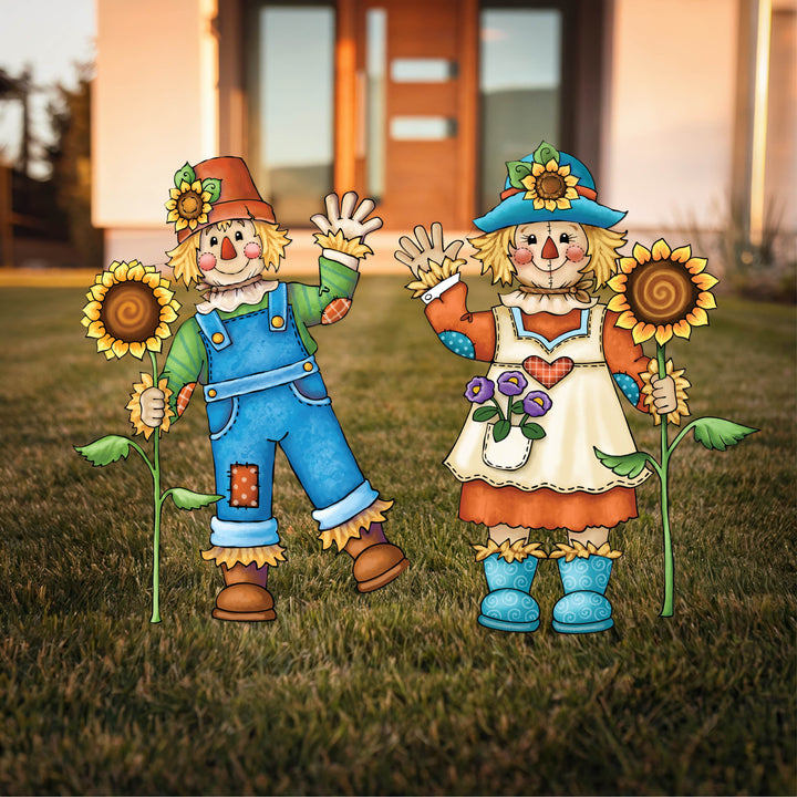 Scarecrow Boy with Sunflower Fall Yard Art Decoration