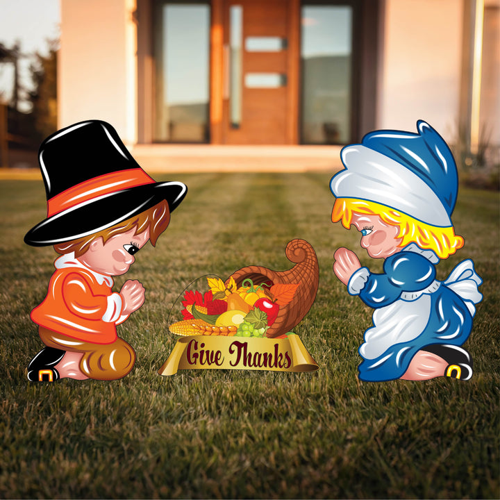 Praying Pilgrim Kids with Cornucopia