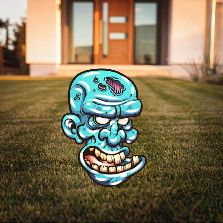 Aqua Zombie Face Halloween Yard Decor