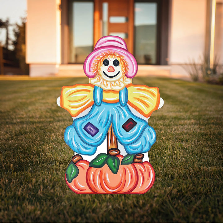Fall Scarecrow on a Stick Yard Sign with Fall Pumpkin Signs