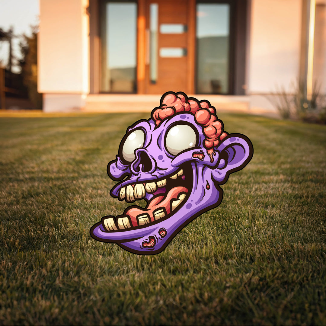 Purple Zombie Face Halloween Yard Decor