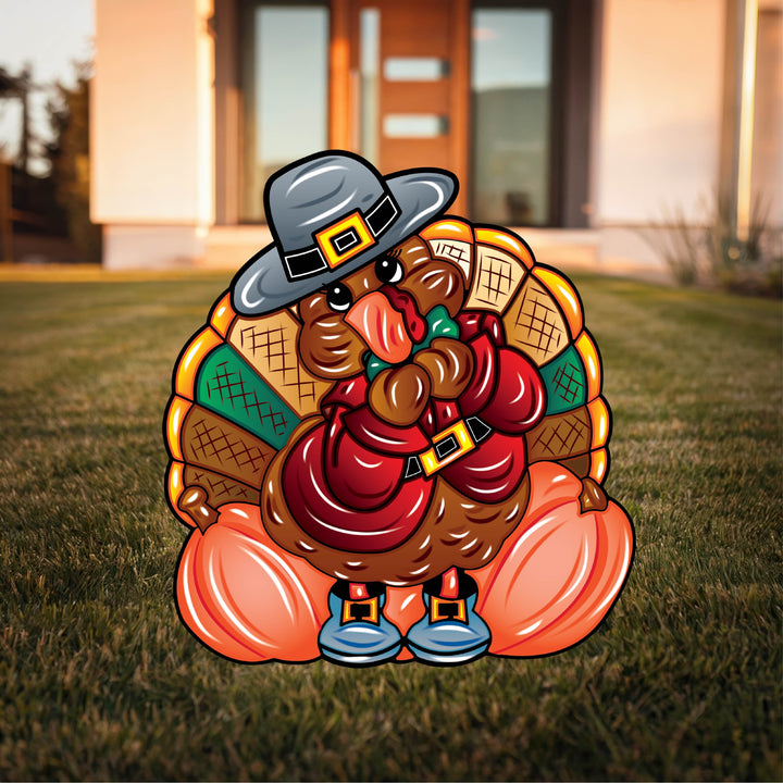 Turkey with Gray Hat and Blue Jacket