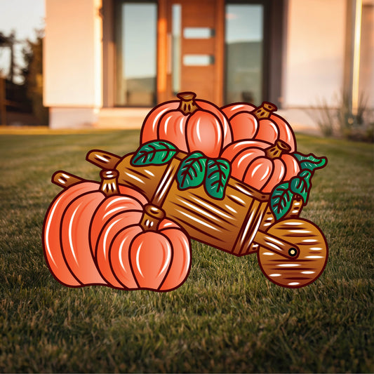 Wheelbarrow full of pumpkins