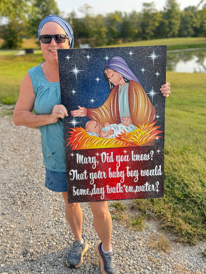 Mary, Did You Know? Nativity Yard Sign – Christian Outdoor Christmas Decoration, Religious Gift for Godmother or Faithful Home