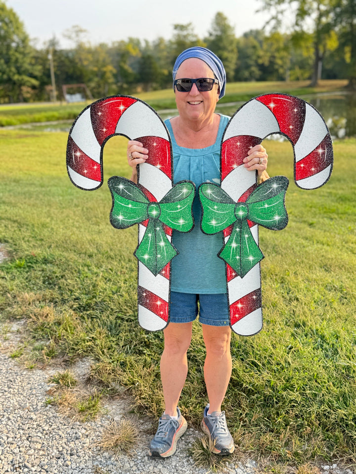 Christmas Girl and Boy Caroling with Lamp Post and Candy canes Yard Decoration