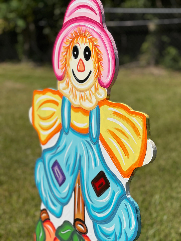 Fall Scarecrow on Stack of Pumpkins Yard Art