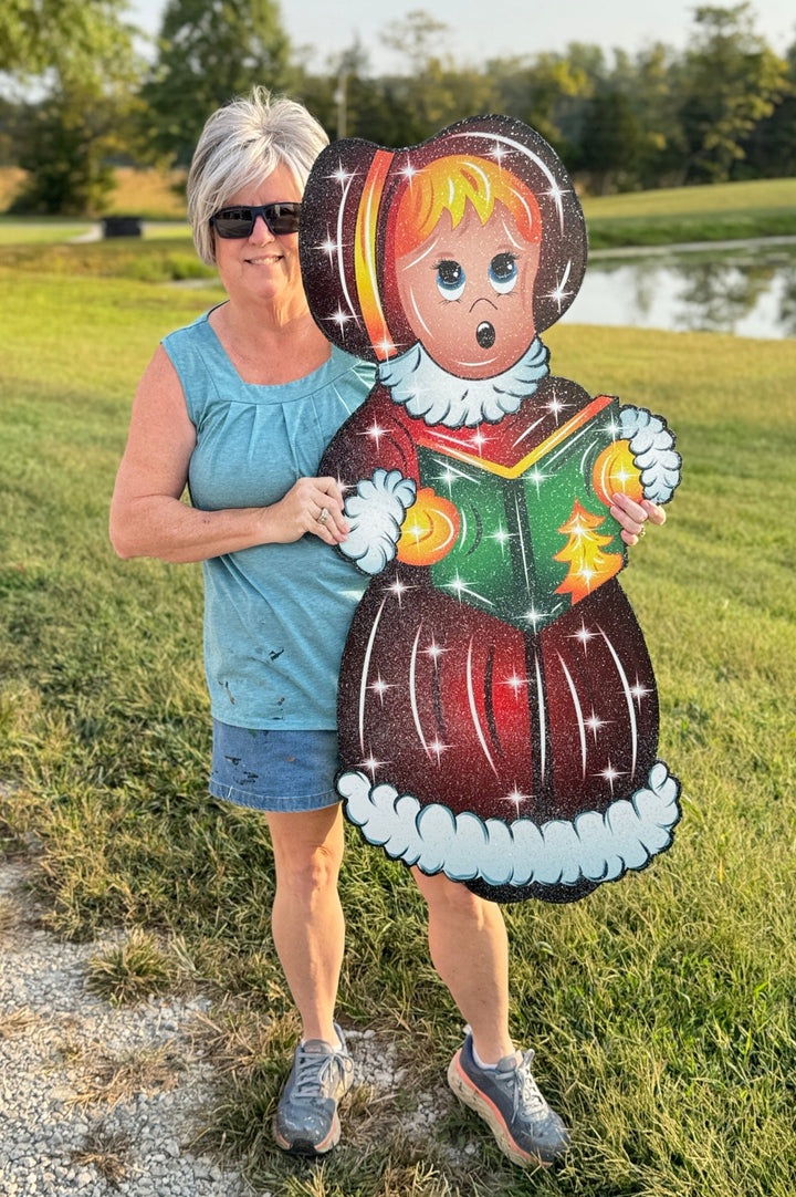 Christmas Girl and Boy Caroling with Lamp Post and Candy canes Yard Decoration