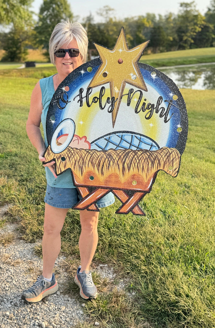 O Holy Night Baby Jesus Yard Sign | Christian Christmas Outdoor Décor