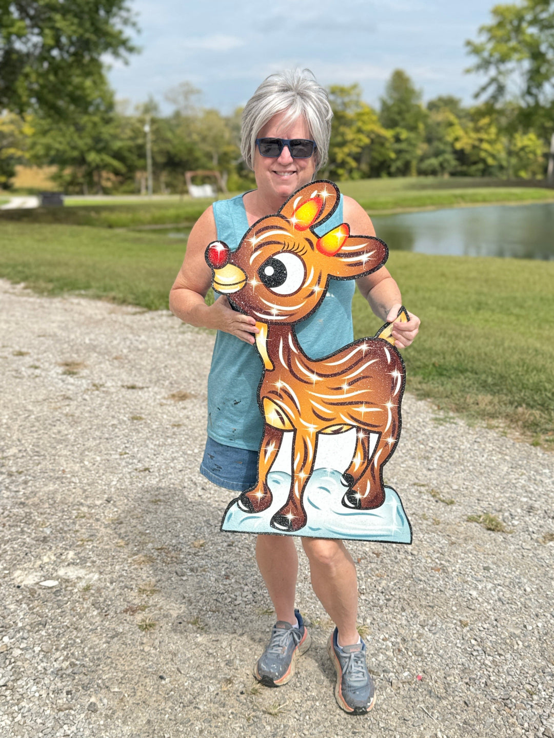 Elf & Reindeer Christmas Yard Sign Set – Hermey & Rudolph Outdoor Décor | Whimsical Holiday Lawn Stakes | Hispanic Skin Tone Options