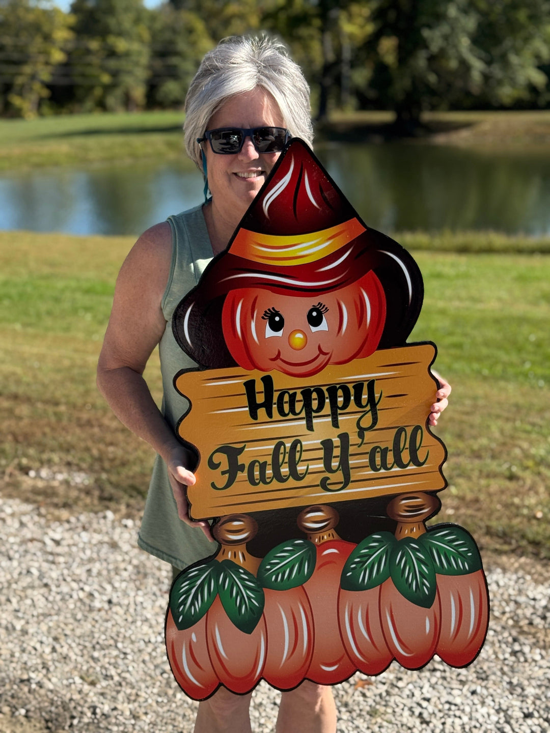 Pumpkin with Red Hat-Happy Fall Y'all Sign