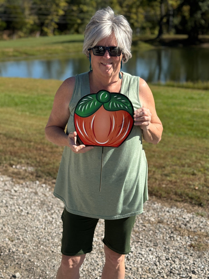 Happy Fall Y'all pumpkin with red hat