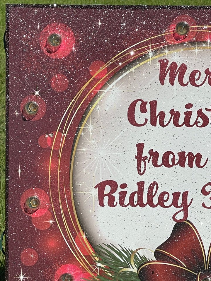 Merry Christmas Family Name Sign with Lights | Personalized Outdoor Yard Décor