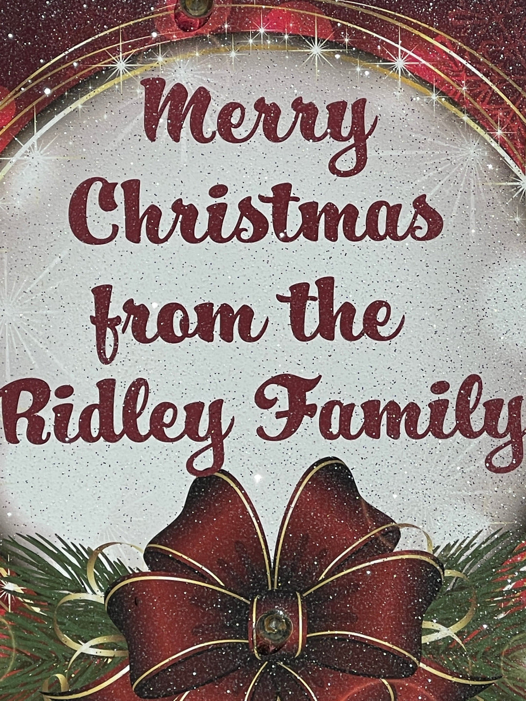 Merry Christmas Family Name Sign with Lights | Personalized Outdoor Yard Décor