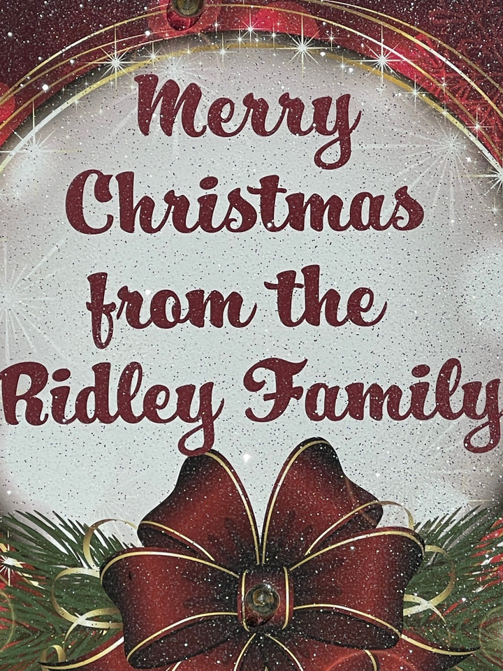 Merry Christmas Family Name Sign with Lights | Personalized Outdoor Yard Décor