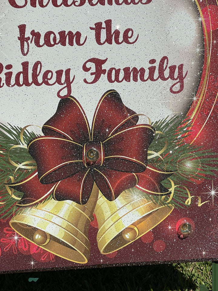 Merry Christmas Family Name Sign with Lights | Personalized Outdoor Yard Décor