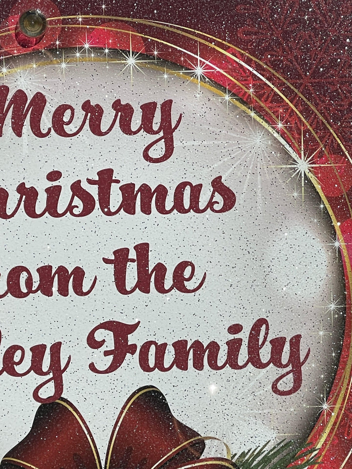 Merry Christmas Family Name Sign with Lights | Personalized Outdoor Yard Décor