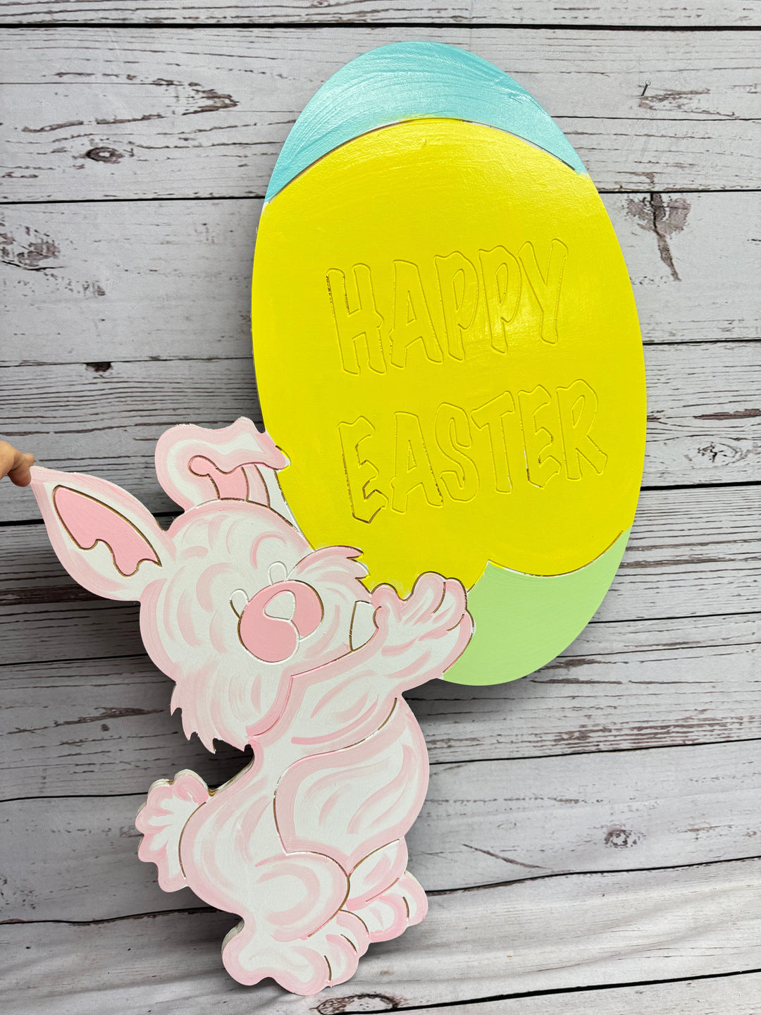 Easter Bunny Lifting Happy Easter Egg BLANK DIY Painted by You!