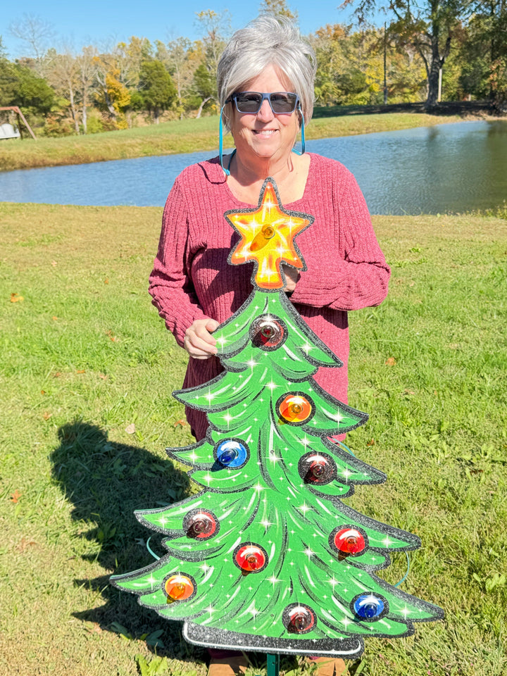 Custom Christmas Yard Decorations – Personalized Tree with Gift Boxes & Candy Canes