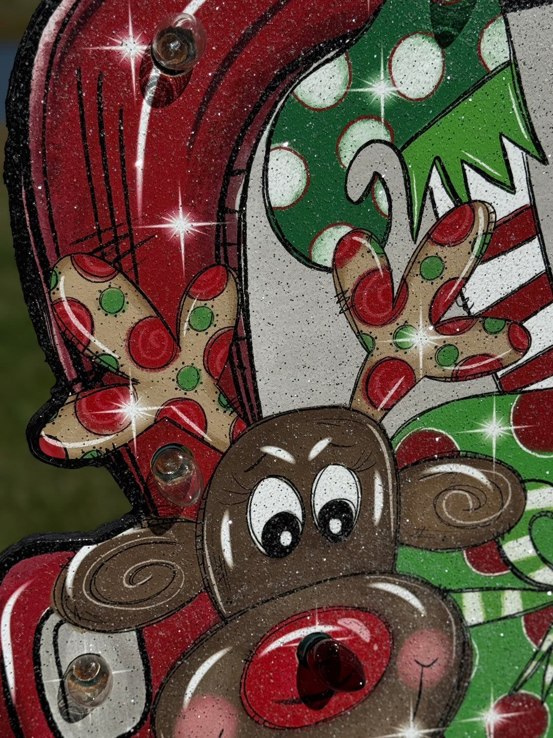 Christmas Yard Décor | Santa & Rudolph in Red Truck Wooden Outdoor Sign