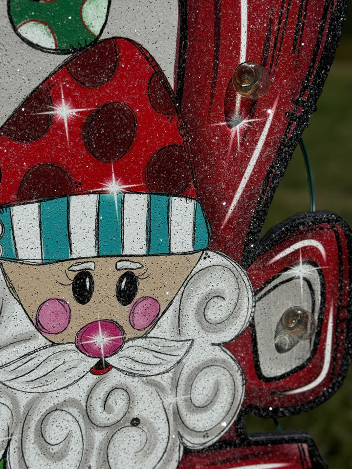 Christmas Yard Décor | Santa & Rudolph in Red Truck Wooden Outdoor Sign