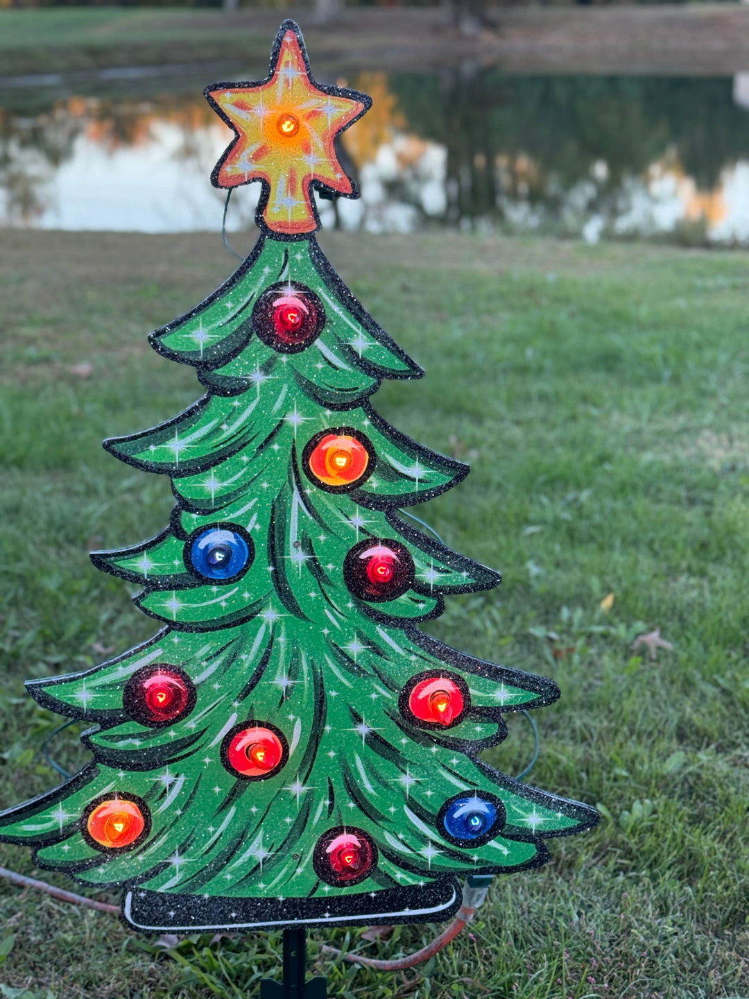 Custom Christmas Yard Decorations – Personalized Tree with Gift Boxes & Candy Canes