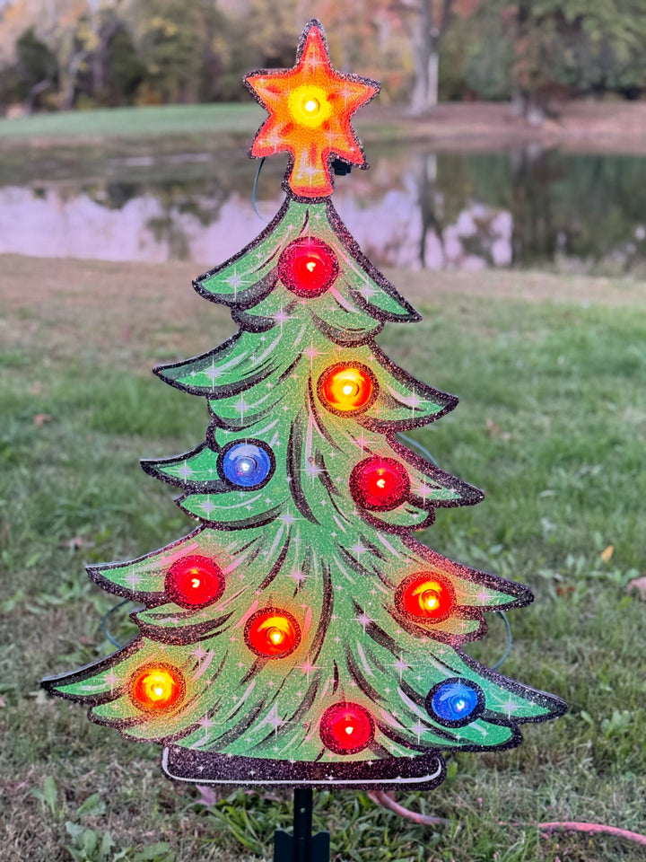 Custom Christmas Yard Decorations – Personalized Tree with Gift Boxes & Candy Canes