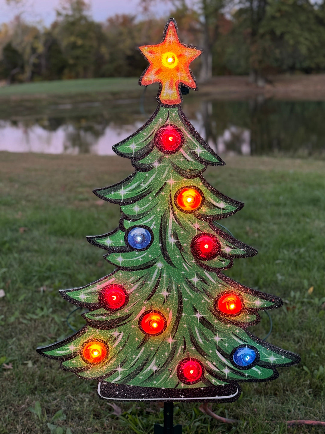 Custom Christmas Yard Decorations – Personalized Tree with Gift Boxes & Candy Canes