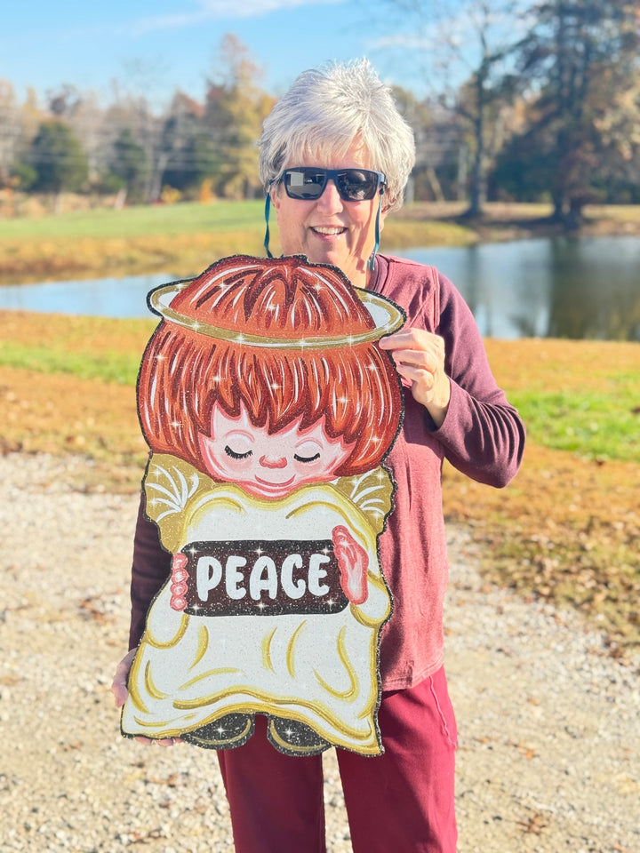 Peace on Earth Angel Yard Signs | Religious Christmas Outdoor Décor | Christian Holiday Lawn Display