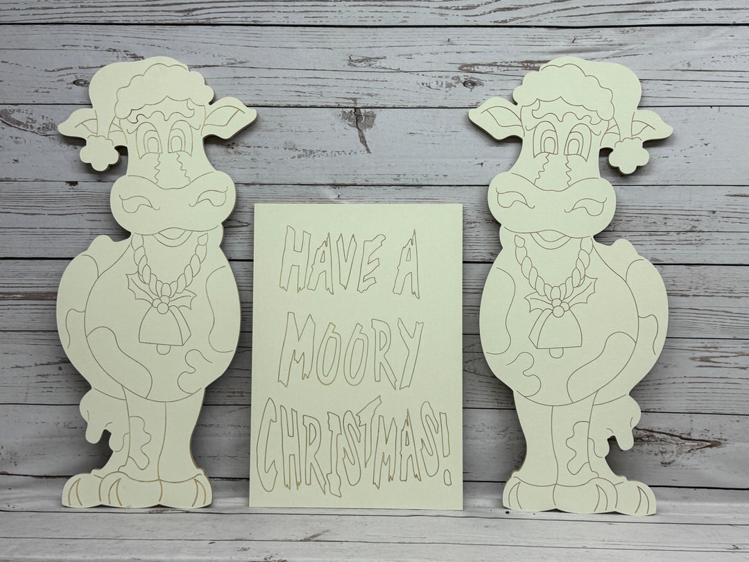 3PC Have a Moory Christmas Cow Set DIY Blank