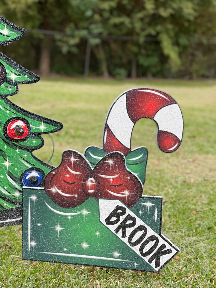 Small Lighted Christmas Tree Yard Art Personalized Christmas Presents