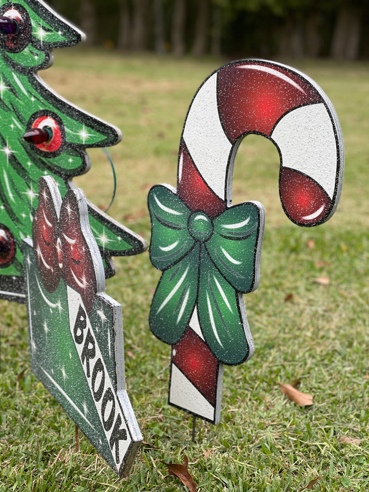 Small Lighted Christmas Tree Yard Art Personalized Christmas Presents