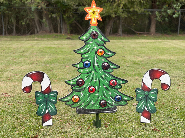 Small Lighted Christmas Tree Yard Art Personalized Christmas Presents