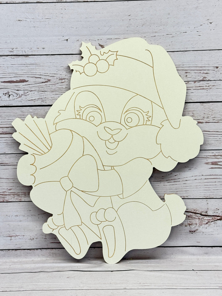 Christmas Bunny Holding Carrot DIY Blank