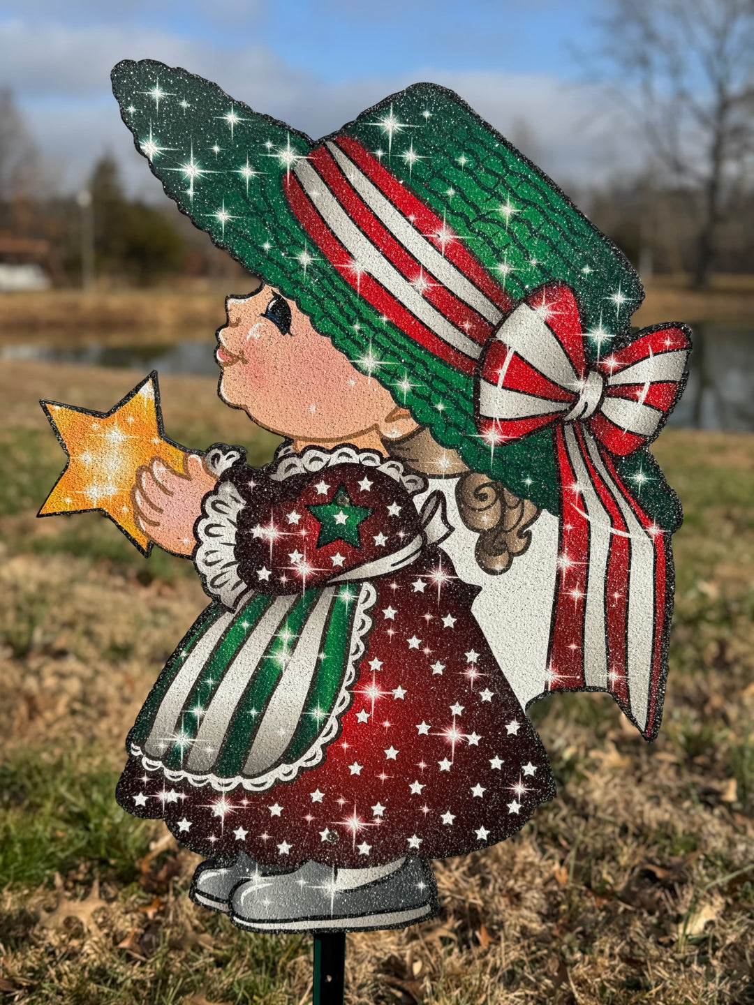 Christmas Boy and Girl Carolers with Jesus is the Reason Sign-Yard Decorations