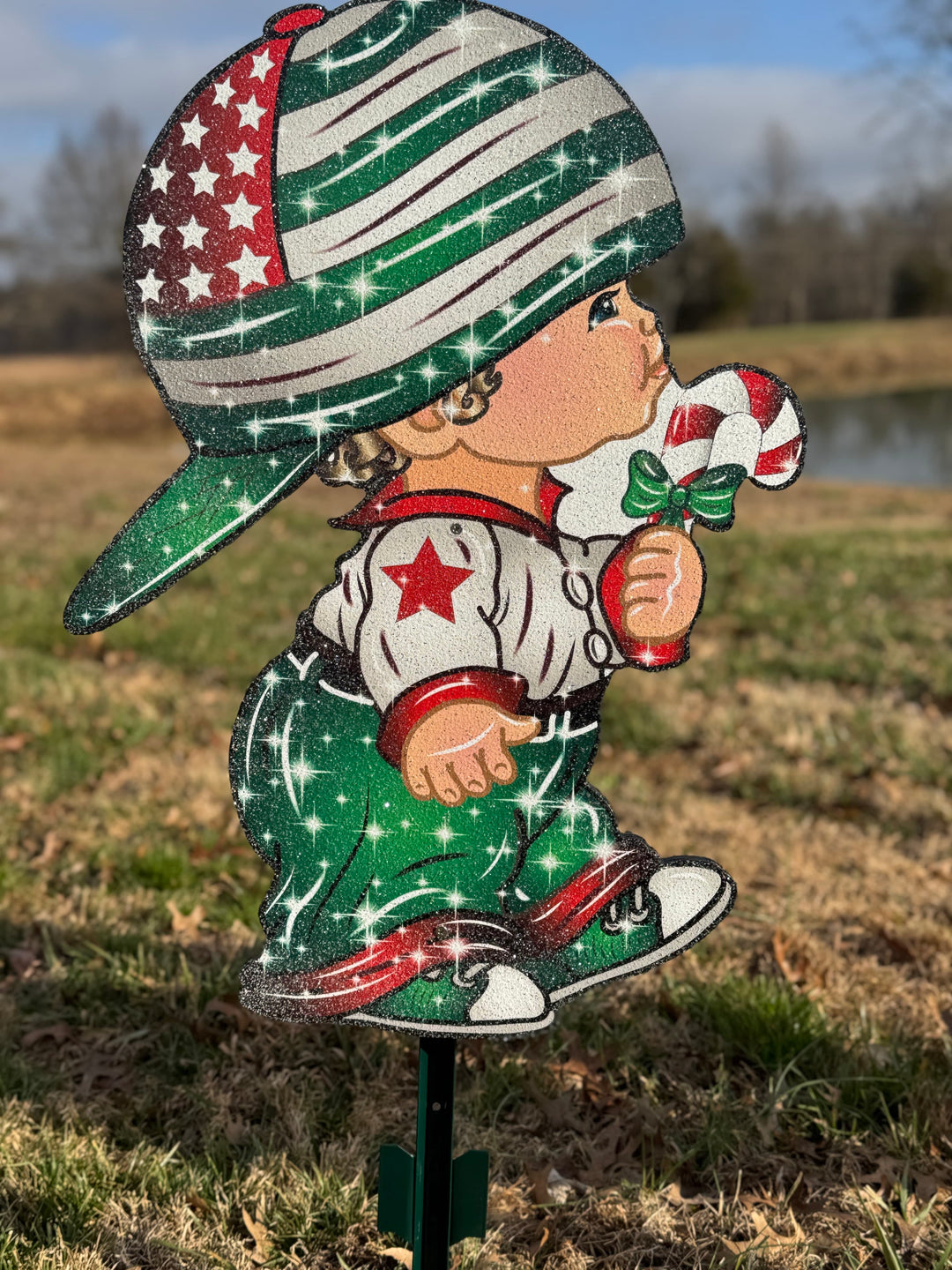 Christmas Boy and Girl Carolers with Jesus is the Reason Sign-Yard Decorations