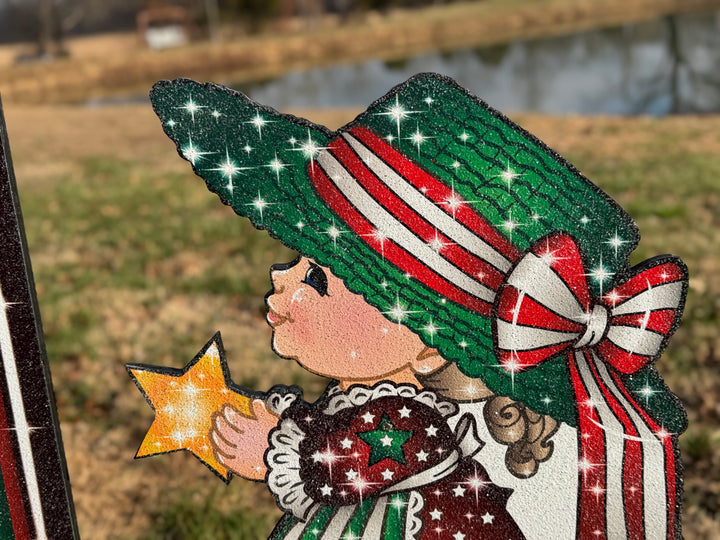 Christmas Boy and Girl Carolers with Jesus is the Reason Sign-Yard Decorations