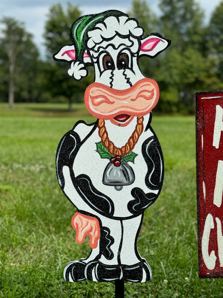 3PC Have a Moory Christmas Cow Set Yard Art Decoration