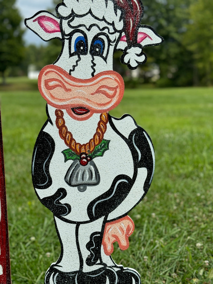 3PC Have a Moory Christmas Cow Set Yard Art Decoration