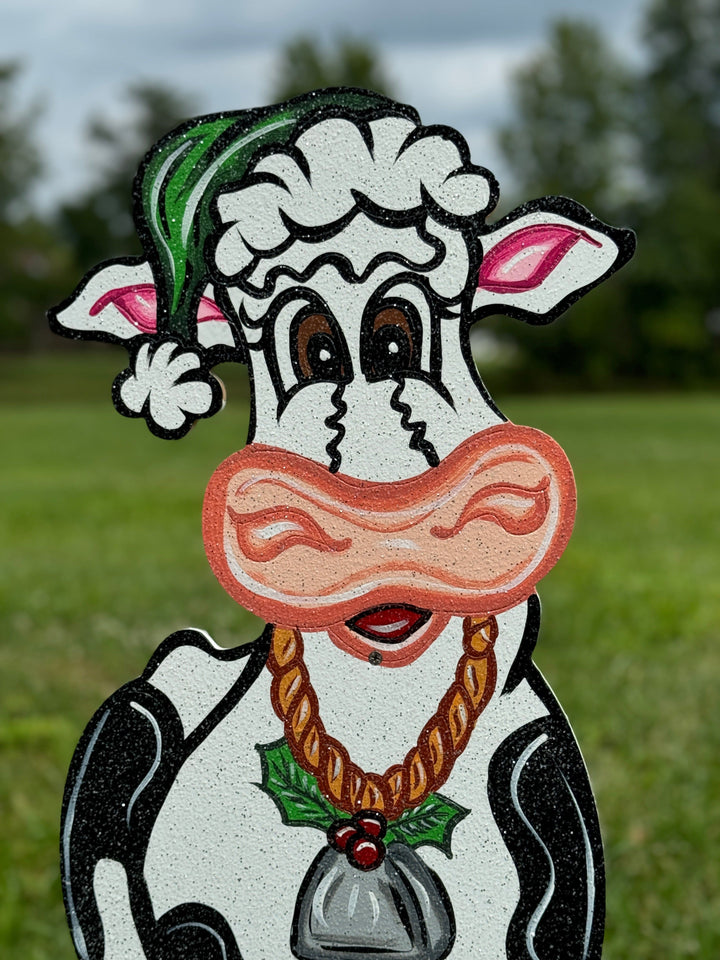 3PC Have a Moory Christmas Cow Set Yard Art Decoration