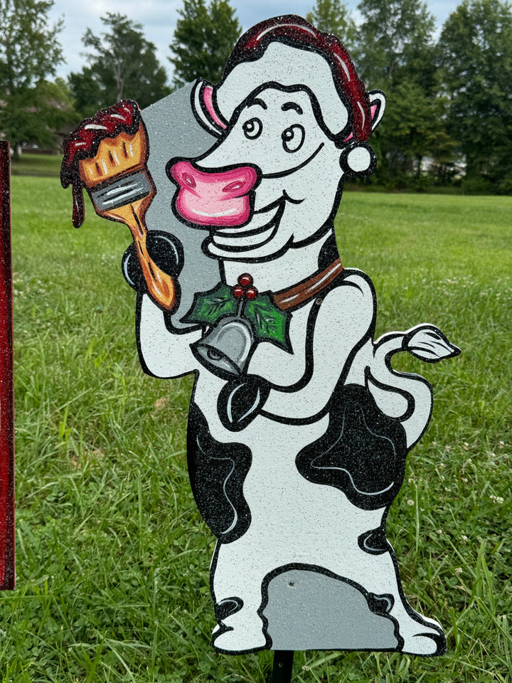 Christmas Cow Yard Sign – “Have a Moory Christmas!” Funny Holiday Outdoor Decor | Farmhouse Lawn Gift for Cow Lovers