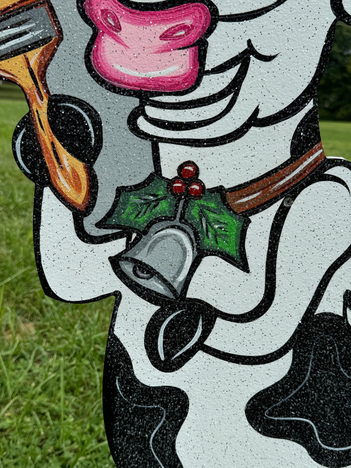 Christmas Cow Yard Sign – “Have a Moory Christmas!” Funny Holiday Outdoor Decor | Farmhouse Lawn Gift for Cow Lovers