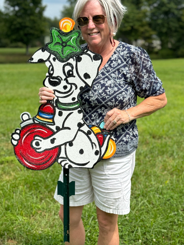 Personalized Dog Christmas Yard Signs | Dalmatian Holiday Lawn Decorations | Dog Lover Gift | Custom Bone Ornaments for Yard or Porch