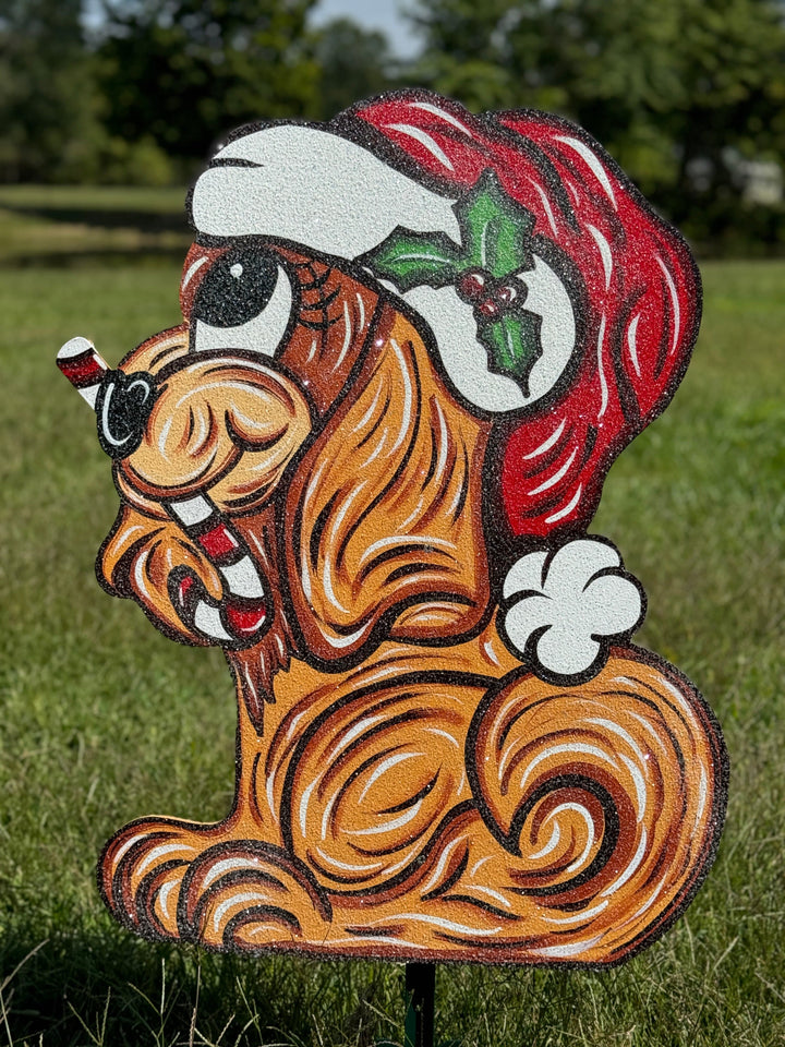 Christmas Cocker Spaniel Yard Sign – Wooden Outdoor Holiday Décor | Candy Cane Dog Lawn Ornament for Dog Lovers
