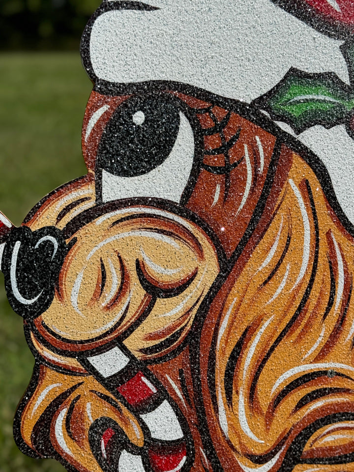 Christmas Cocker Spaniel Yard Sign – Wooden Outdoor Holiday Décor | Candy Cane Dog Lawn Ornament for Dog Lovers
