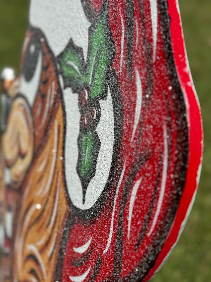 Christmas Cocker Spaniel Yard Sign – Wooden Outdoor Holiday Décor | Candy Cane Dog Lawn Ornament for Dog Lovers