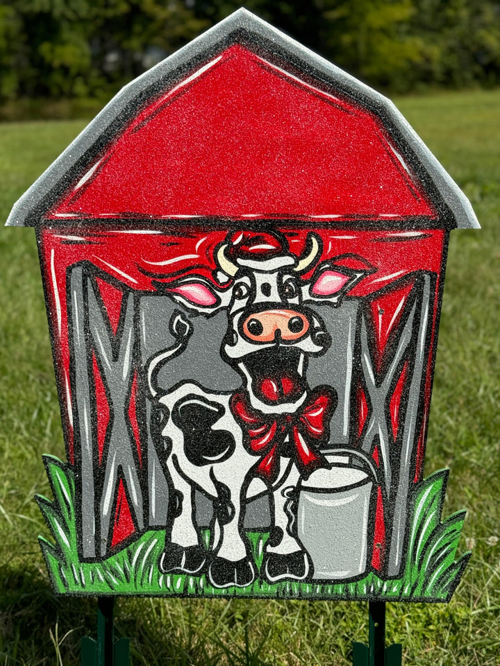 Christmas Cow Barn With Wreath DIY Blank