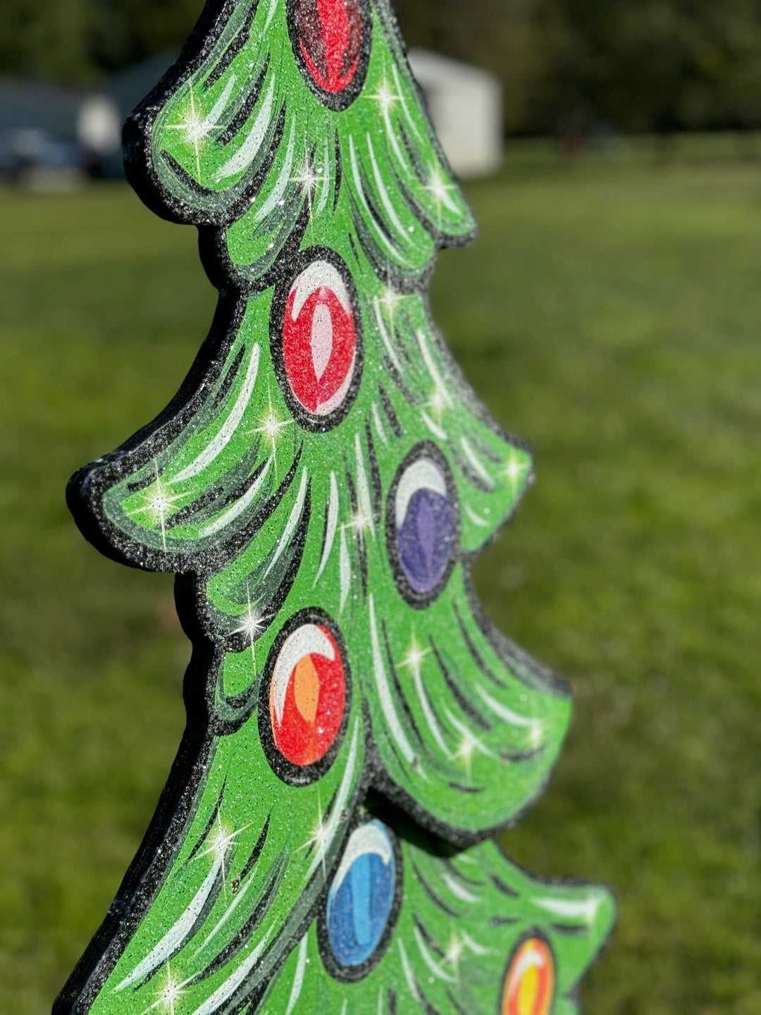 Christmas Yard Sign Set – Outdoor Christmas Tree with Candy Canes and Gift Boxes | Wood Holiday Decorations for Lawn or Garden