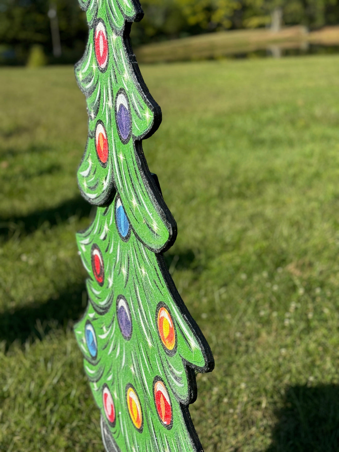 Christmas Yard Sign Set – Outdoor Christmas Tree with Candy Canes and Gift Boxes | Wood Holiday Decorations for Lawn or Garden