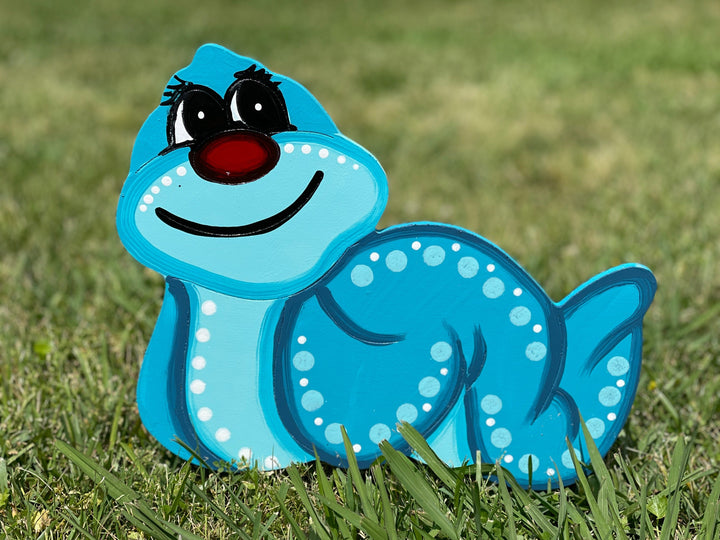 Green or Blue Spring Worm, Playful Turtle Sign Outdoor Decorations