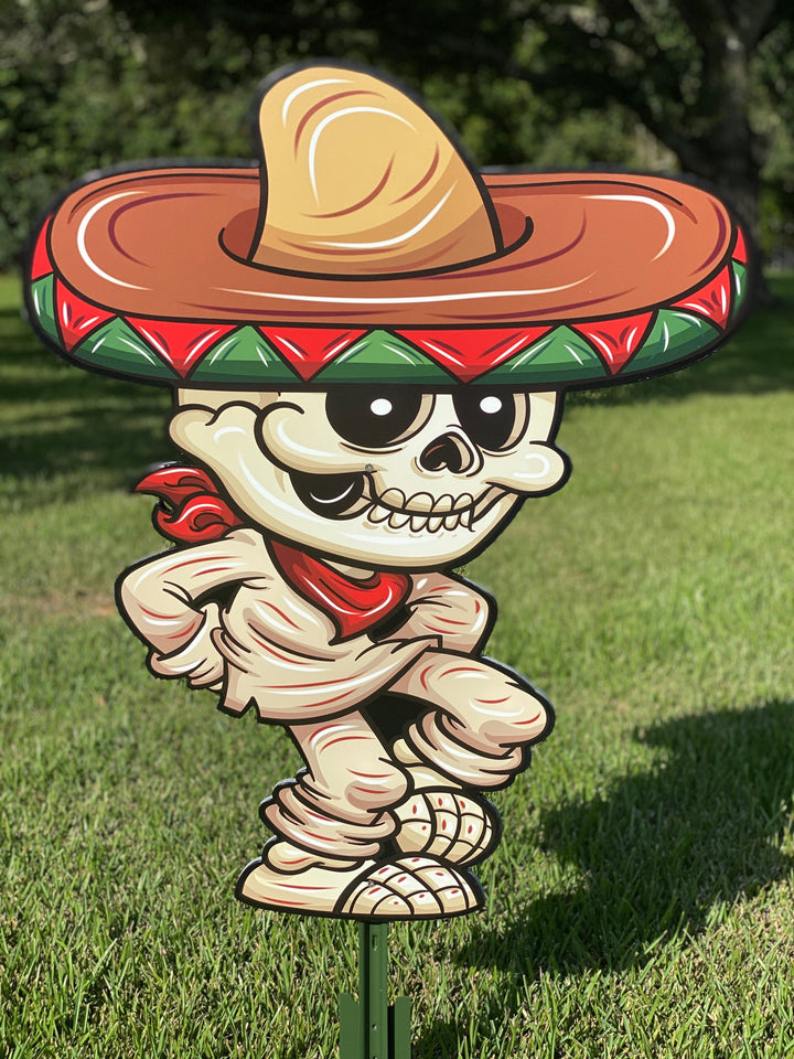 Dia de los Muertos Dancing Skeleton Wears Dress Halloween Yard Decor